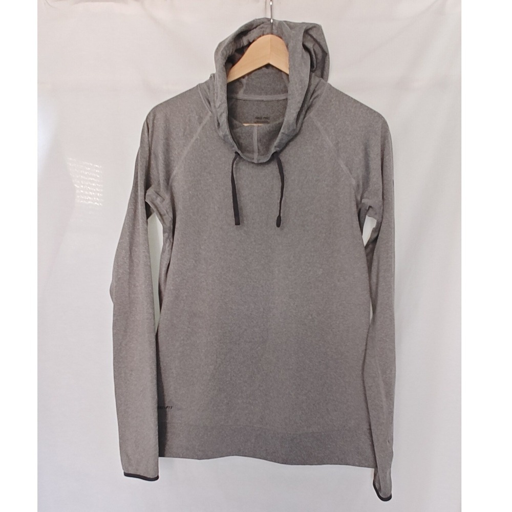 Nike Pro Hoodie Grey Heathered Cowl Neck Fleece Training Lined 548766-091 Medium